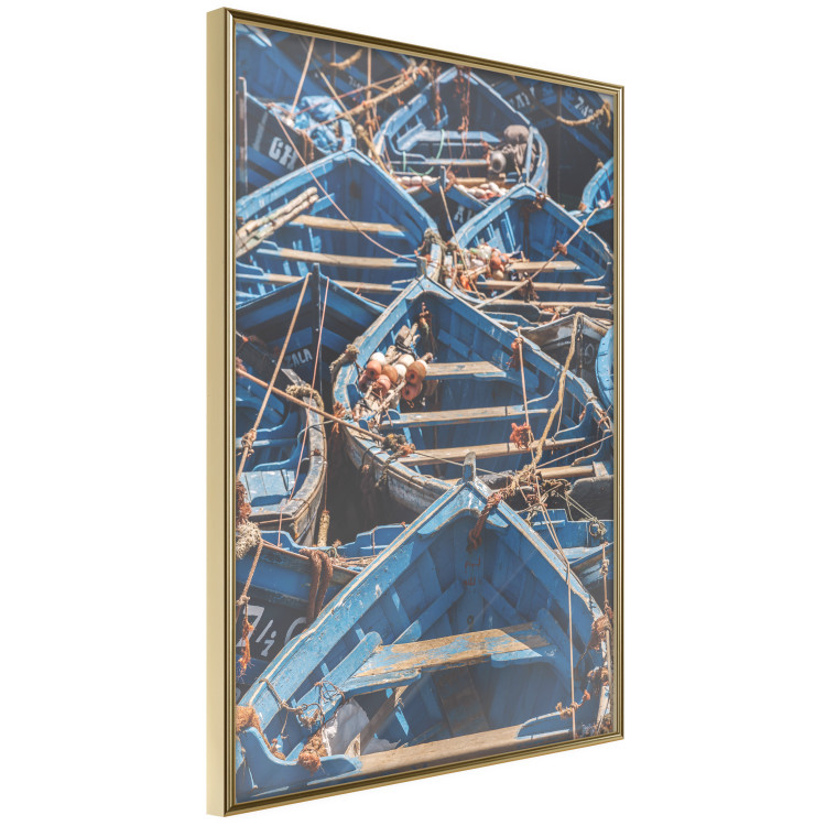 Wall Poster Blue Fleet - maritime composition of blue small boats in Morocco 134754 additionalImage 12
