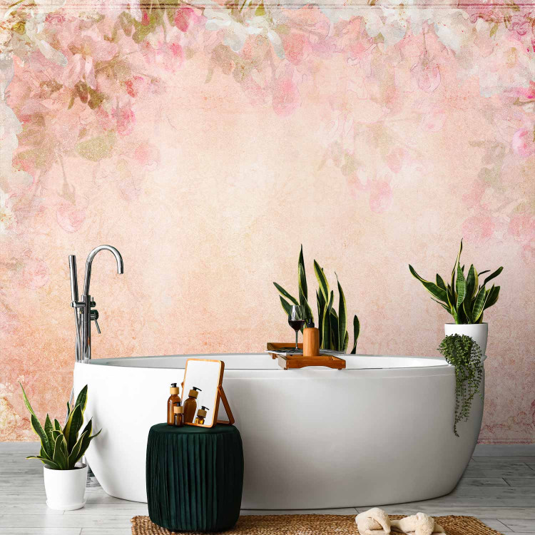 Wall Mural Pink flowers as painted - flower motif with patterns and textures 138454 additionalImage 8