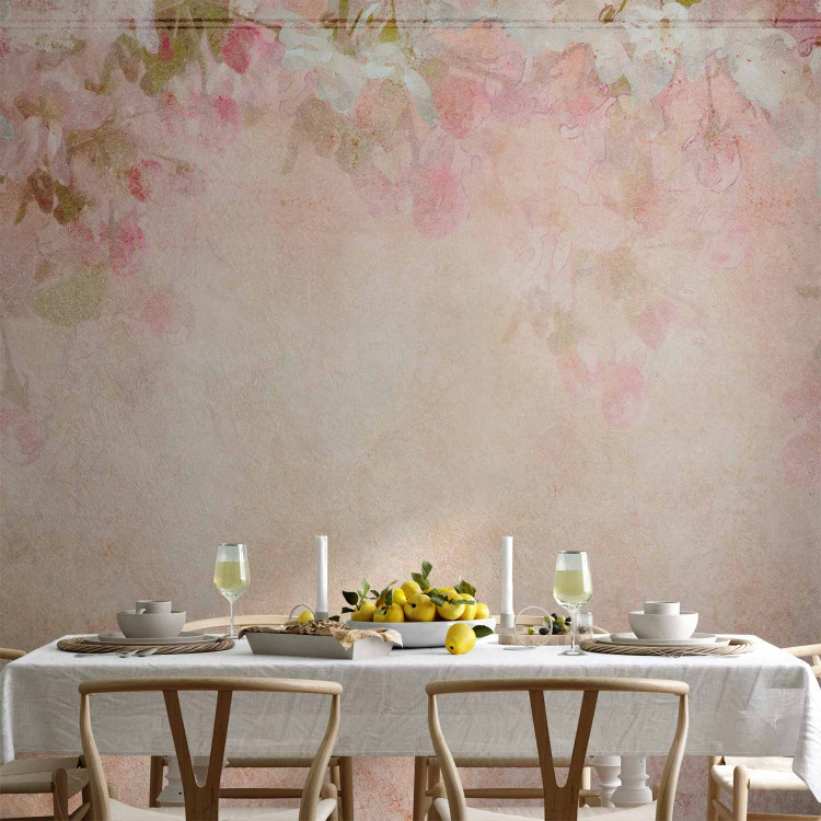 Wall Mural Pink flowers as painted - flower motif with patterns and textures 138454 additionalImage 4