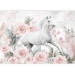 Wall Mural White horse between roses - a theme maintained in white and pink 138654 additionalThumb 3