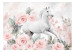 Wall Mural White horse between roses - a theme maintained in white and pink 138654 additionalThumb 1