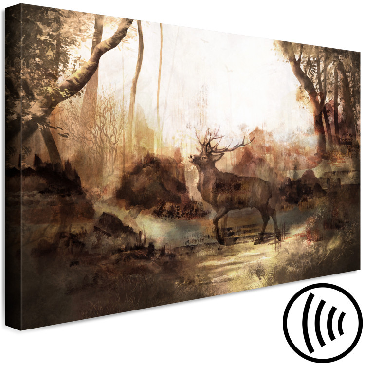 Canvas Art Print King of the Forest (1-piece) Wide - deer against a forest landscape 142354 additionalImage 6