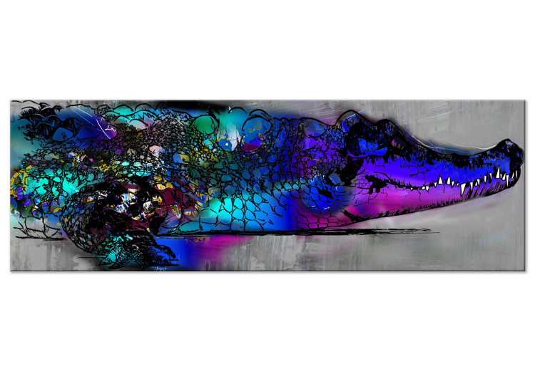 Canvas Print My Alligator Friend (1-piece) Narrow - colorful river animal 143754