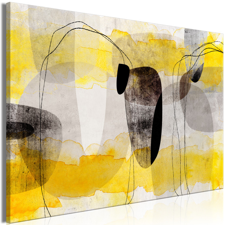 Canvas Art Print Abstraction (1-piece) - geometric composition in yellow and black 143854 additionalImage 2