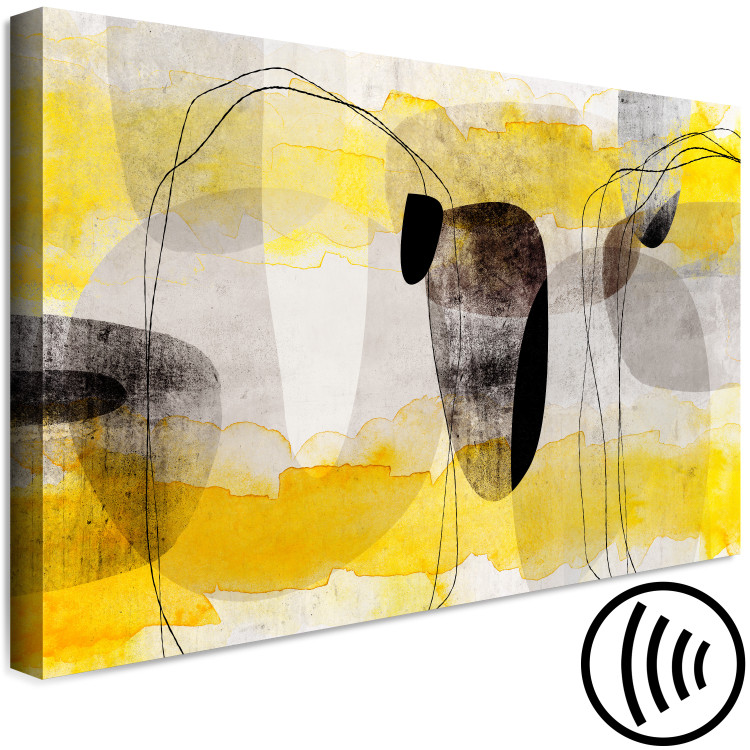 Canvas Art Print Abstraction (1-piece) - geometric composition in yellow and black 143854 additionalImage 6