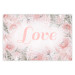 Poster Love - Romantic Inscription on a Rose Background Among Plants and Leaves 144754
