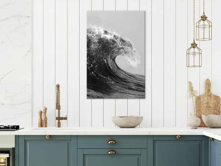 Canvas Print Sea in Black and White (1-piece) - unique seascape with a wave 145354 additionalImage 3