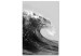 Canvas Print Sea in Black and White (1-piece) - unique seascape with a wave 145354