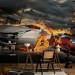 Wall Mural Sports Cars - Street Race in Flames Against the Backdrop of the City 147654 additionalThumb 4