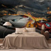 Wall Mural Sports Cars - Street Race in Flames Against the Backdrop of the City 147654 additionalThumb 2