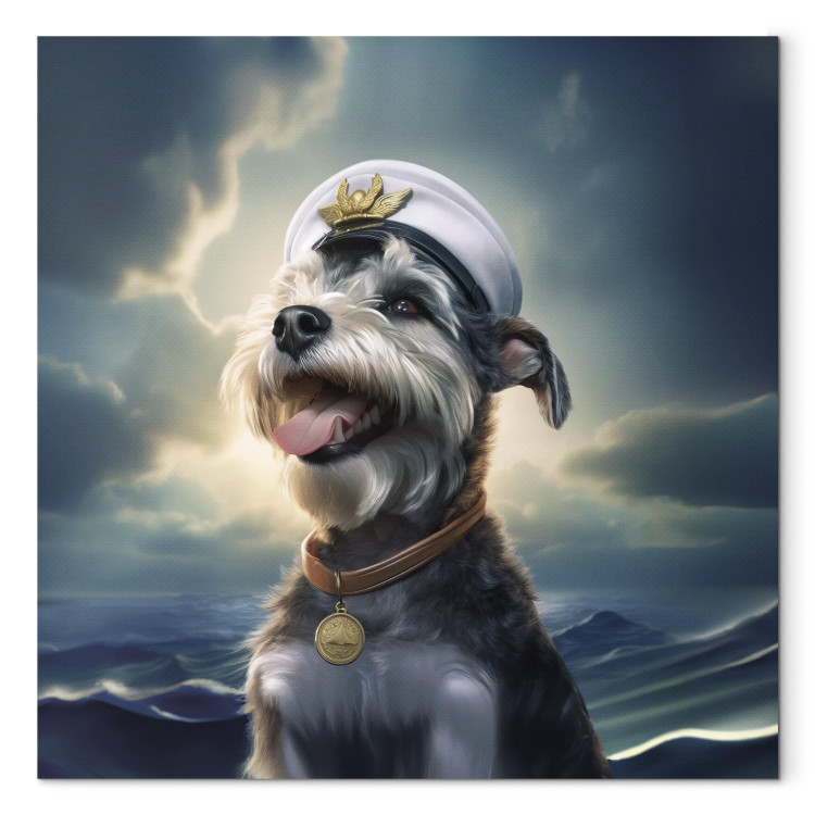 Canvas AI Dog Schnauzer - Portrait of a Fantasy Animal in the Role of a Sailor - Square 150254