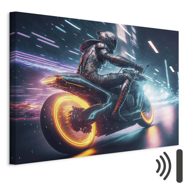 Canvas Print Speed of Light - Motorcyclist During Night City Race 150654 additionalImage 8