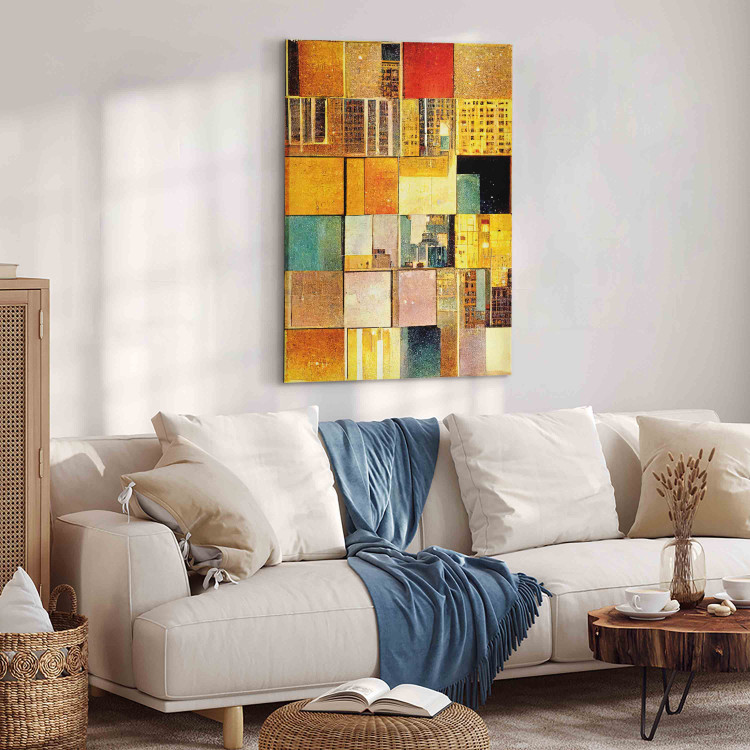Canvas Print Abstract Squares - A Geometric Composition in Klimt’s Style 151054 additionalImage 10