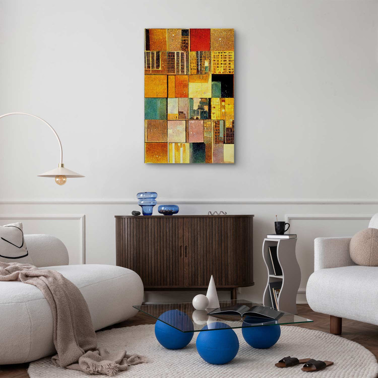 Canvas Print Abstract Squares - A Geometric Composition in Klimt’s Style 151054 additionalImage 3
