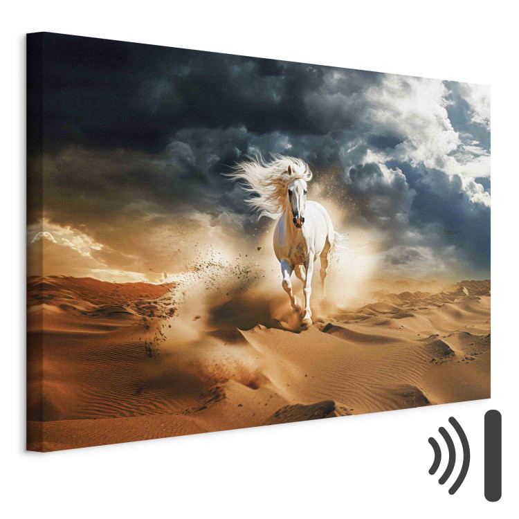 Canvas Print White Horse - A Wild Animal Galloping Through the Arabian Desert 151554 additionalImage 8