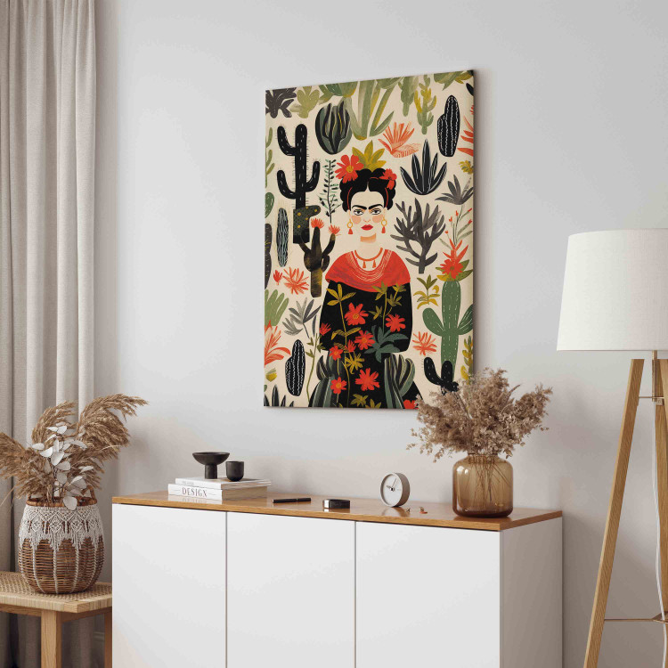 Canvas Print Frida Kahlo - Portrait of the Artist Amid Desert Flora Full of Cacti 152254 additionalImage 4