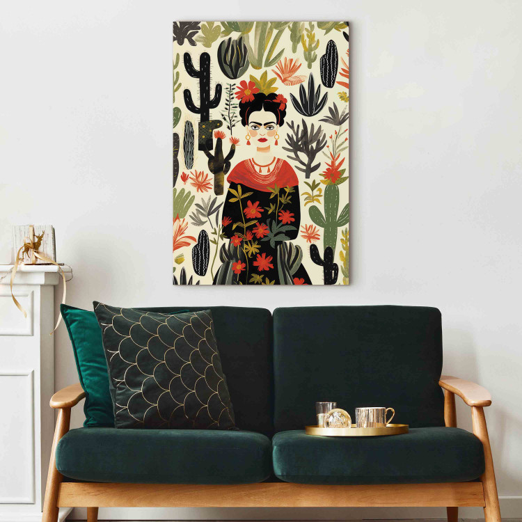Canvas Print Frida Kahlo - Portrait of the Artist Amid Desert Flora Full of Cacti 152254 additionalImage 9