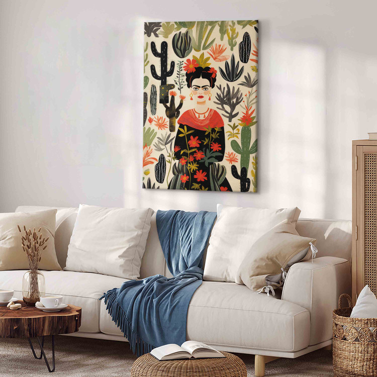 Canvas Print Frida Kahlo - Portrait of the Artist Amid Desert Flora Full of Cacti 152254 additionalImage 5