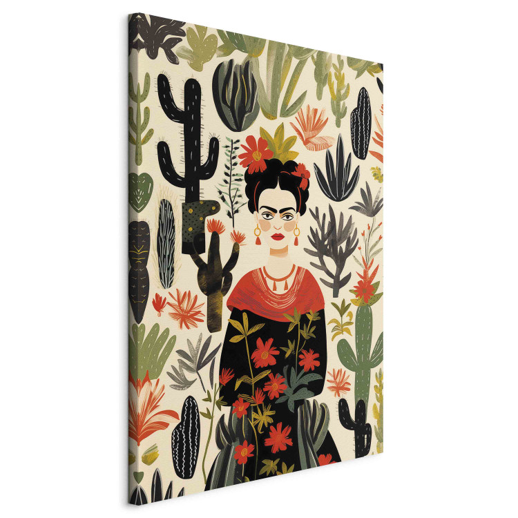 Canvas Print Frida Kahlo - Portrait of the Artist Amid Desert Flora Full of Cacti 152254 additionalImage 2