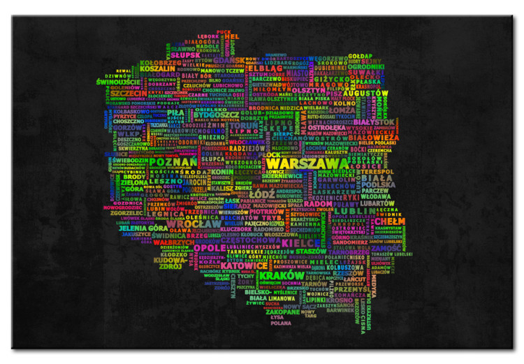 Canvas Print Map of Polish cities 55454