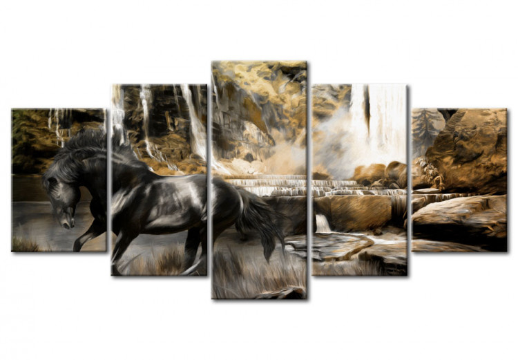 Canvas Art Print Foggy weather over waterfall 55654