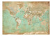 Wall Mural Turquoise world map - continents in shades of beige on a background in green 94554 additionalThumb 1