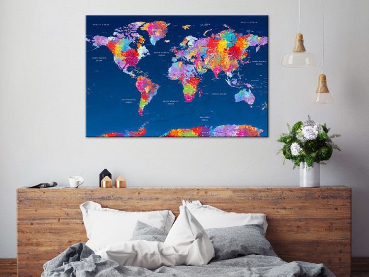 Canvas Print Continents in Colors (1-part) - Artistic World Map with Inscriptions 95954 additionalImage 3
