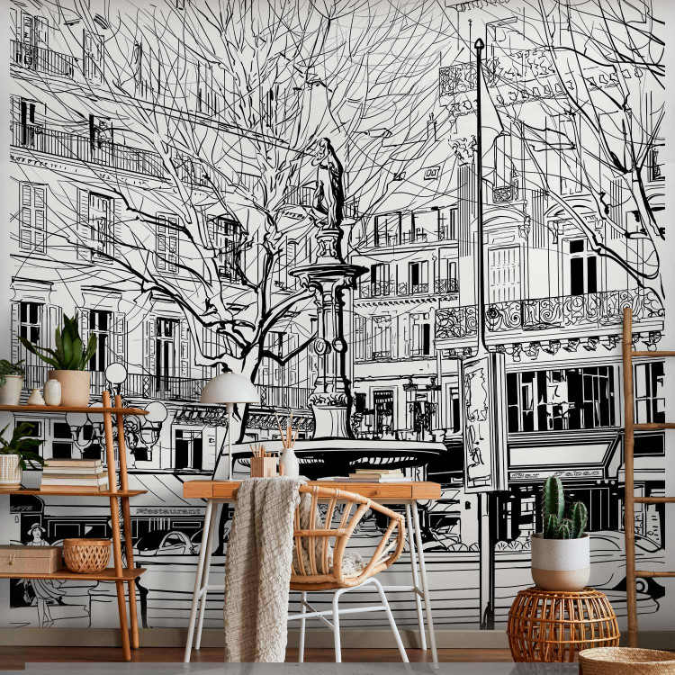 Photo Wallpaper Paris France - architecture in the form of a black outline on a white background 96754 additionalImage 4