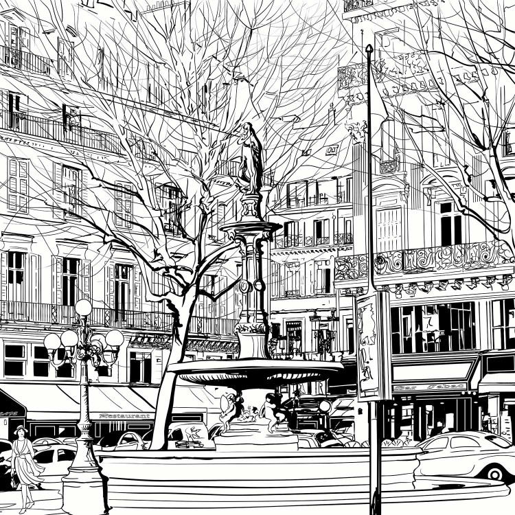Photo Wallpaper Paris France - architecture in the form of a black outline on a white background 96754 additionalImage 5