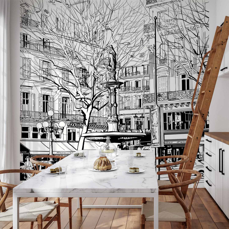 Photo Wallpaper Paris France - architecture in the form of a black outline on a white background 96754 additionalImage 6