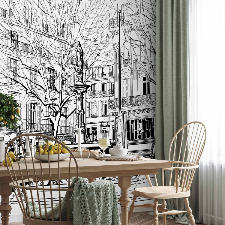 Photo Wallpaper Paris France - architecture in the form of a black outline on a white background 96754 additionalImage 7