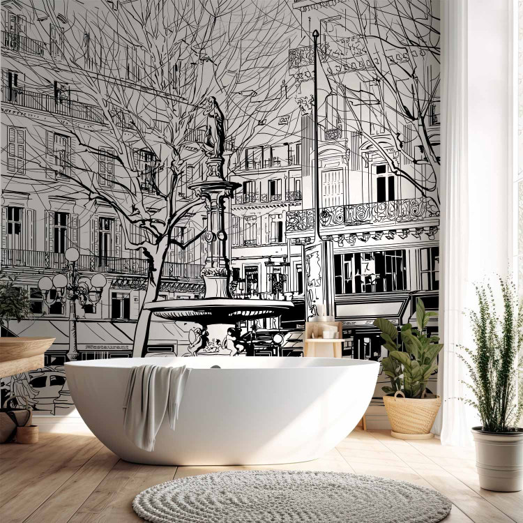 Photo Wallpaper Paris France - architecture in the form of a black outline on a white background 96754 additionalImage 8