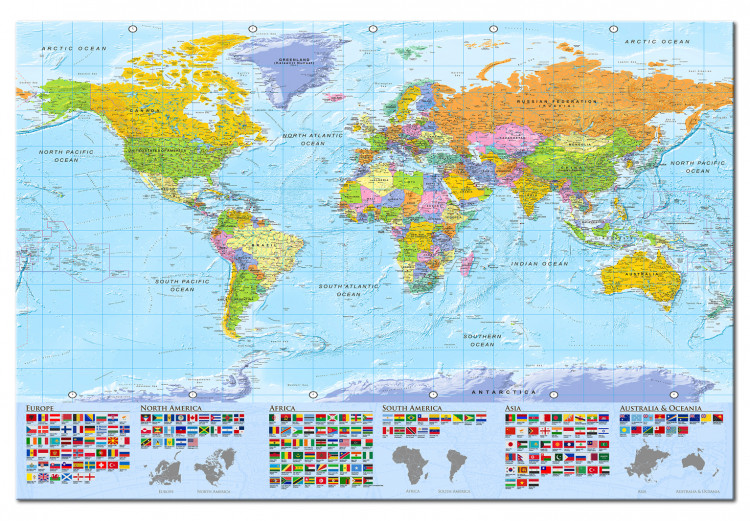 Decorative Pinboard World: Colourful Map [Cork Map] 98054