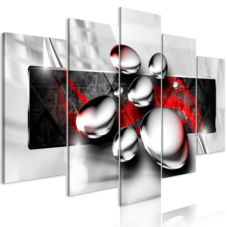 Canvas Art Print Shiny Stones (5 Parts) Wide Red 108464 additionalImage 2