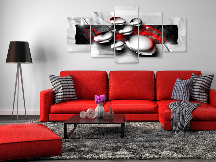 Canvas Art Print Shiny Stones (5 Parts) Wide Red 108464 additionalImage 3
