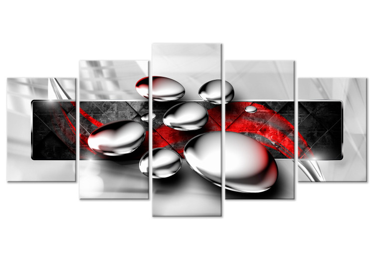 Canvas Art Print Shiny Stones (5 Parts) Wide Red 108464