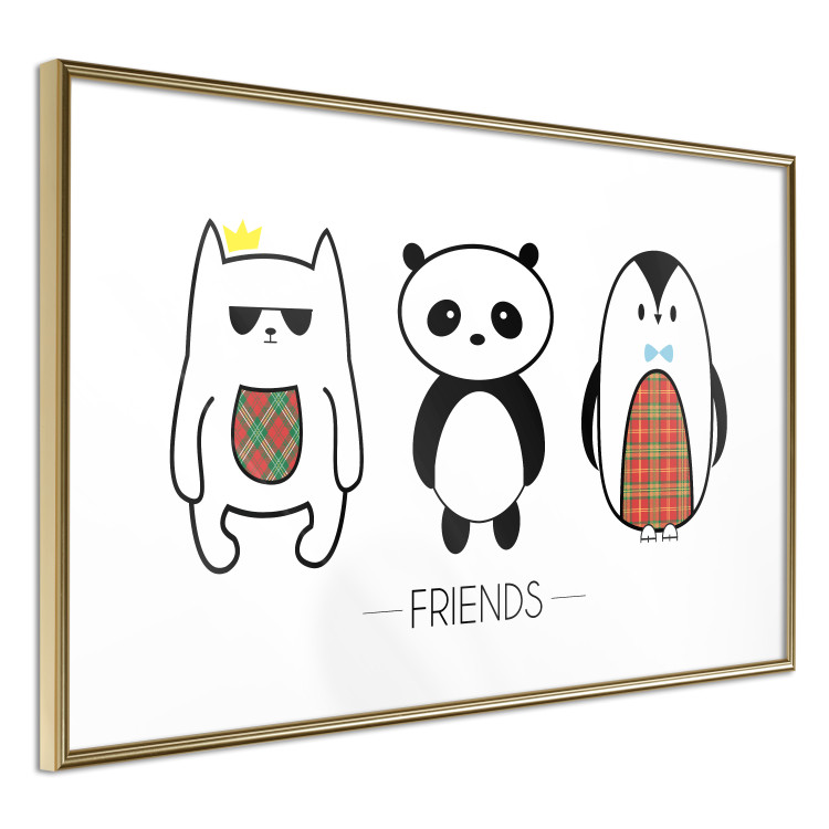 Wall Poster Friends - pattern with three black and white animals and English text 114564 additionalImage 9