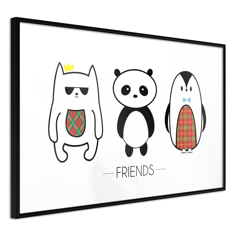 Wall Poster Friends - pattern with three black and white animals and English text 114564 additionalImage 6