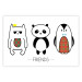 Wall Poster Friends - pattern with three black and white animals and English text 114564
