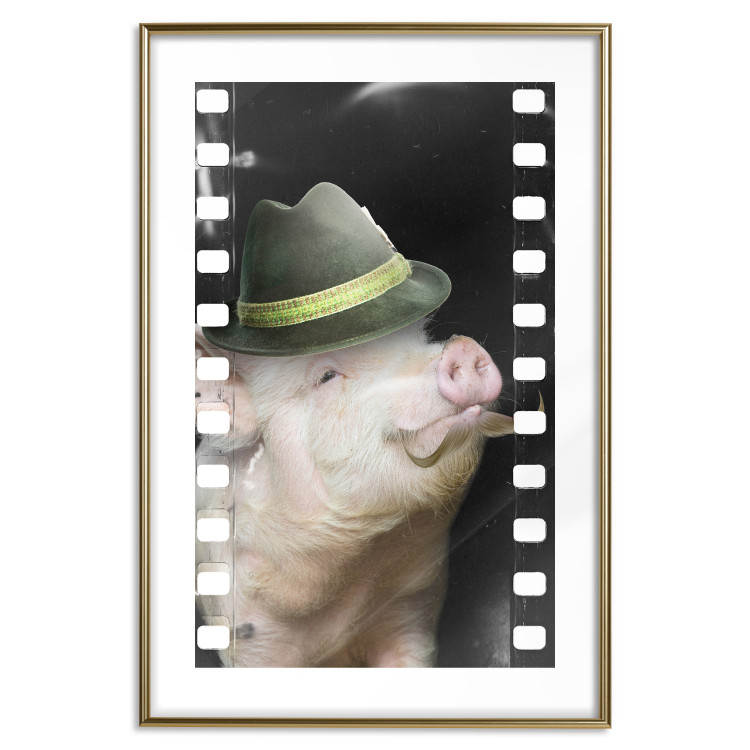 Wall Poster Pig with Mustache - funny cinematic fantasy with a pink mustached pig 116364 additionalImage 14