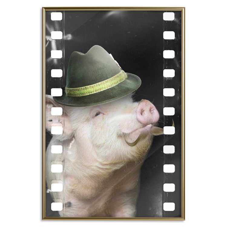 Wall Poster Pig with Mustache - funny cinematic fantasy with a pink mustached pig 116364 additionalImage 16