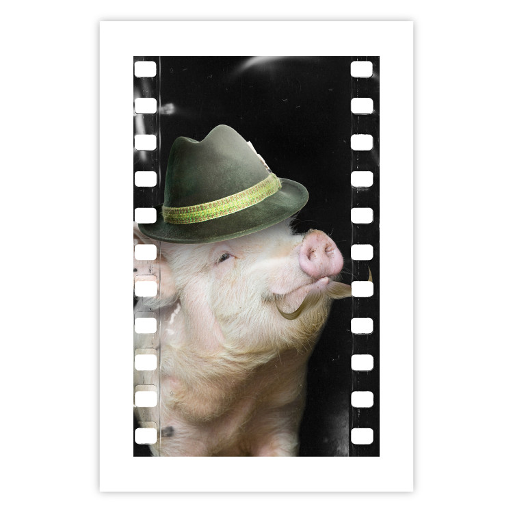 Wall Poster Pig with Mustache - funny cinematic fantasy with a pink mustached pig 116364 additionalImage 19