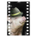 Wall Poster Pig with Mustache - funny cinematic fantasy with a pink mustached pig 116364