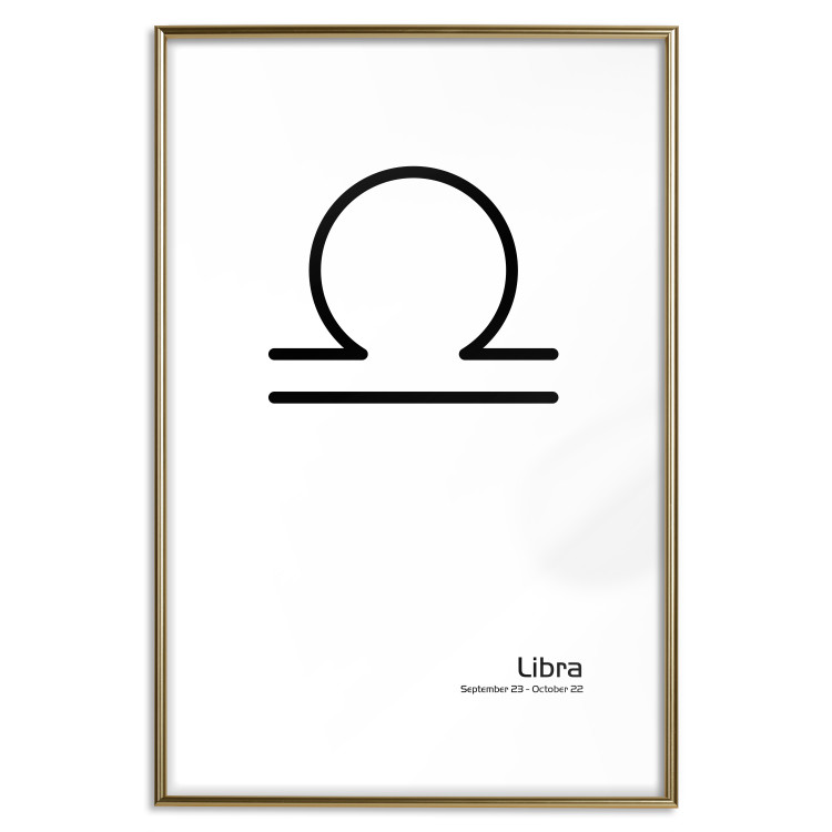 Poster Libra - simple black and white composition with zodiac sign and text 117064 additionalImage 14