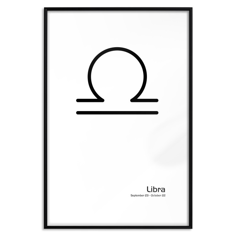 Poster Libra - simple black and white composition with zodiac sign and text 117064 additionalImage 15
