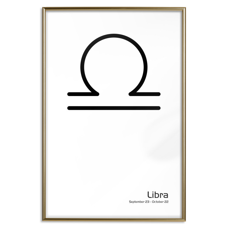 Poster Libra - simple black and white composition with zodiac sign and text 117064 additionalImage 16
