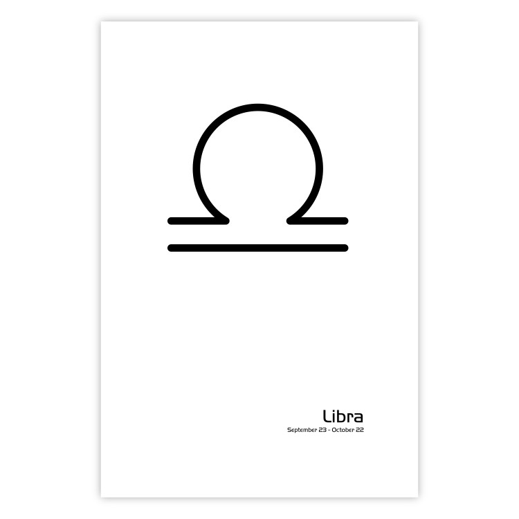 Poster Libra - simple black and white composition with zodiac sign and text 117064 additionalImage 19