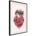 Poster Enamored Elephant - composition with a heart of roses and an animal on a pink background 118264 additionalThumb 9