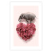 Poster Enamored Elephant - composition with a heart of roses and an animal on a pink background 118264 additionalThumb 25