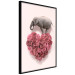 Poster Enamored Elephant - composition with a heart of roses and an animal on a pink background 118264 additionalThumb 10